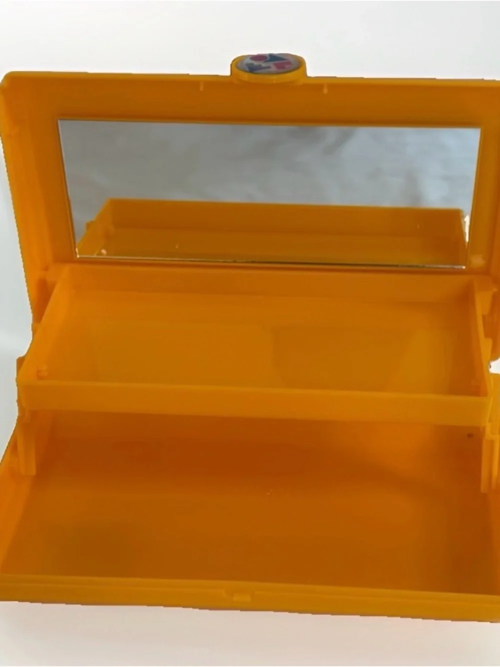 Caboodles Take It Touch Up Tote Yellow Retro Aesthetic Makeup Case Mirror Tray